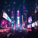 upbeat cyberpunk anthem celebrating futuristic cityscape triumphs