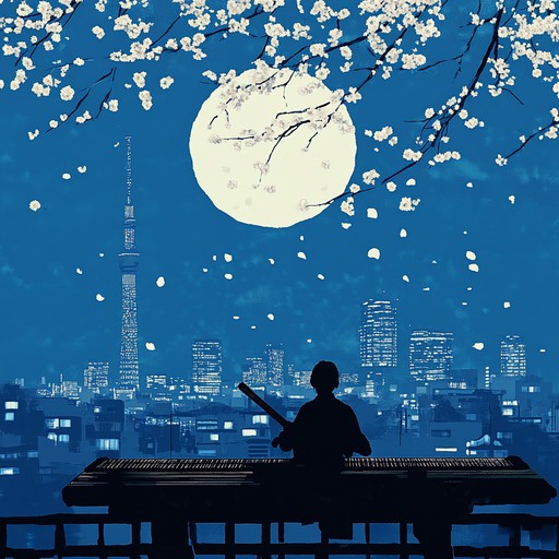 An instrumental j pop track that blends haunting koto melodies with ambient synth layers to evoke the mysterious atmosphere of tokyo's quiet nights, inviting listeners into a world of enigmatic beauty.