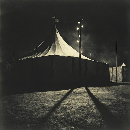 Delve into an atmosphere where the echoes of an abandoned circus come alive through spectral melodies and sinister harmonies, evoking a place both captivating and chilling, where ghostly performers perpetually entertain an unseen audience.