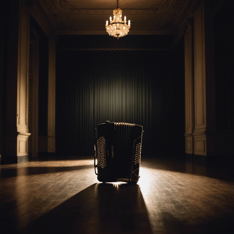 This track conjures the essence of a dimly lit cabaret, surrounded by the haze of whispered secrets and fading chandeliers, blending vintage aesthetics with haunting melodies played on a solitary accordion. The soundscape becomes a surreal journey into the depths of dark cabaret, with each note deepening the enigma.