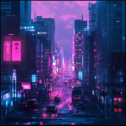 An ethereal journey through futuristic cityscapes, mixing soft synths and warm melodies, creating a tender atmosphere. The soundscape evokes an intimate blend of human emotions and cybernetic dreams.