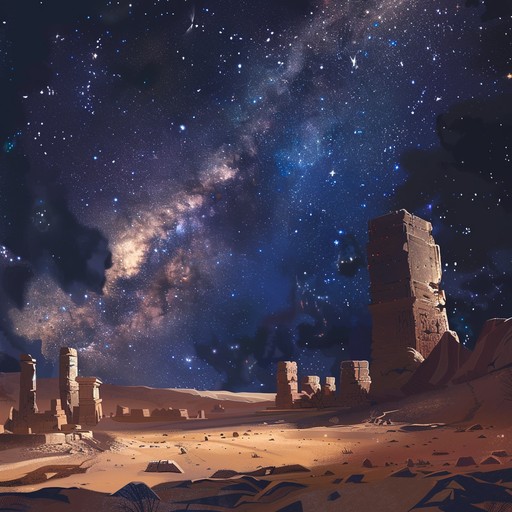 Journey through vast desert landscapes, guided by an orchestra that envelopes you in an eastern inspired melody. The composition transcends your senses, weaving together traditional middle eastern motifs with modern cinematic orchestration. Listen as the haunting flute melodies intertwine with powerful string sections, evoking images of ancient caravans and endless dunes under a starry night sky.