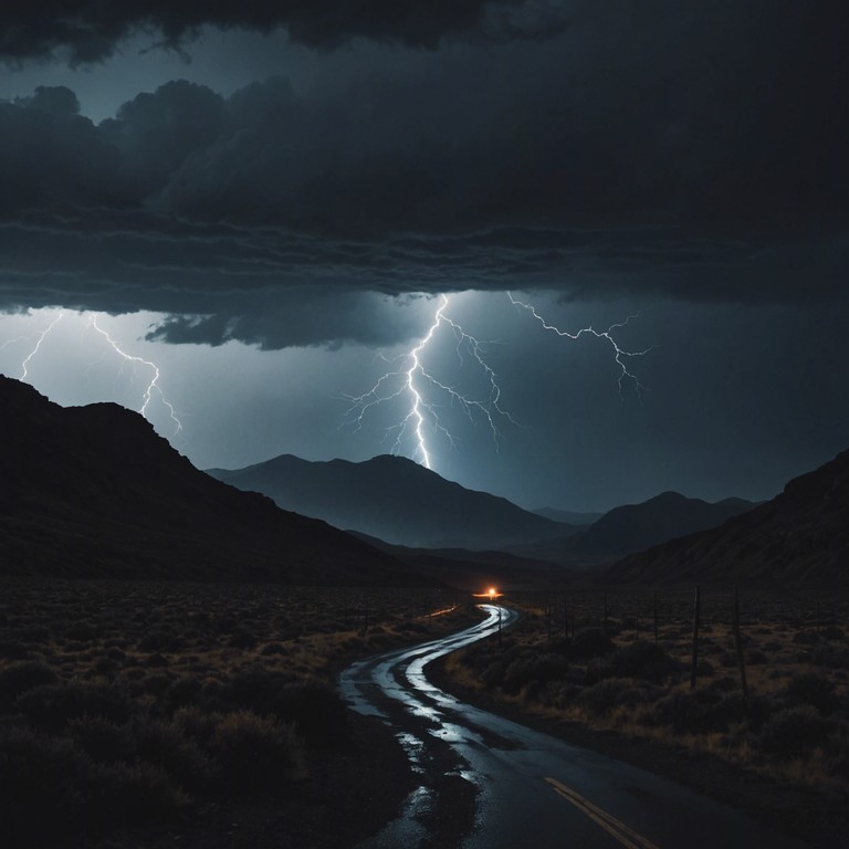 This track captures the raw intensity of a night storm with its powerful adjunct beats echoing the thunderous atmosphere. Designed to immerse the listener in a cinematic journey through a tempest, the music combines deep percussive elements with the occasional soft tones that mimic the eye of the storm, making for a thrilling listening experience.