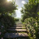 captures the blissful tranquility of an afternoon garden stroll