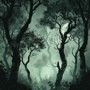 whispering melodies through dark, haunted woodland paths