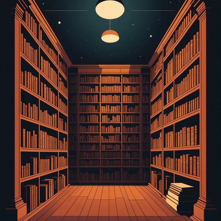 This composition delves into a mystical soundscape, capturing the essence of ancient secrets and forgotten lore with an undercurrent of subtle dread. It echoes the feeling of wandering through an old, deserted library flanked by towering shelves holding cryptic tomes bound in faded leather.