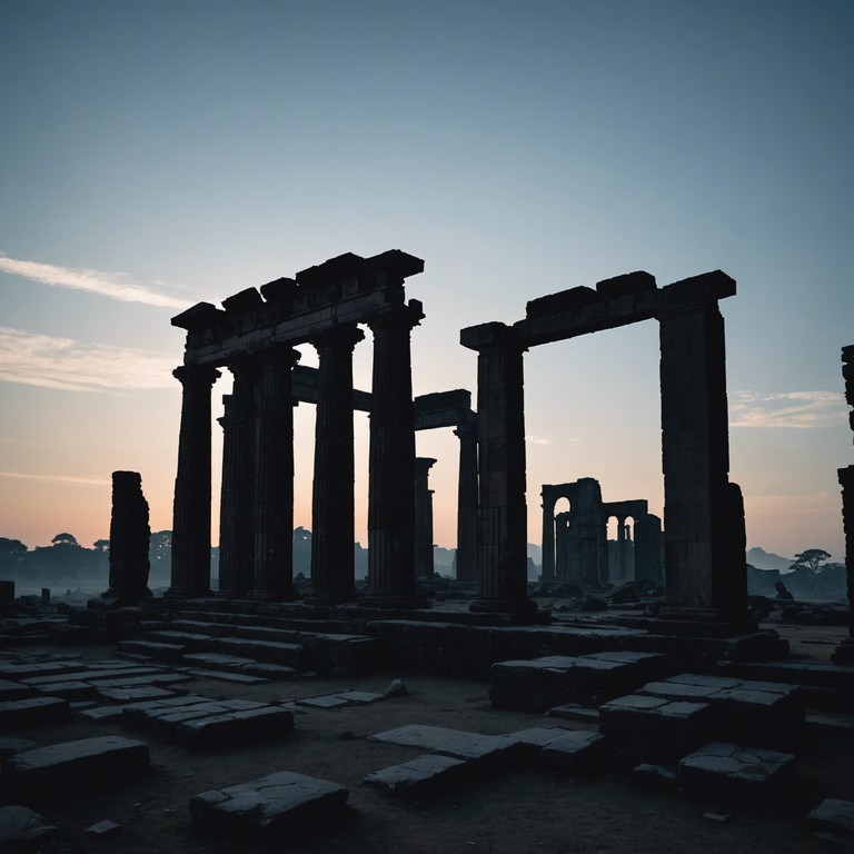 This composition transports listeners back in time to experience the awe inspiring beauty of ancient civilizations, as the first light of dawn illuminates the remnants of their majestic constructions. The piano plays a significant role, with each note building up like the sun’s rays on old ruins, recreating the aura of historical grandeur through sound.