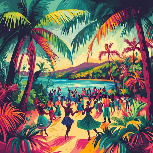 Evoke the atmosphere of a summer island dance festival with upbeat rhythms, lively percussions, and cheerful melodies that bring the party spirit to life