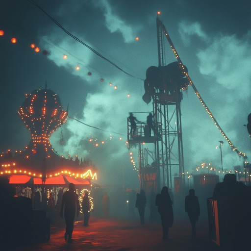 A delightfully eerie journey through a twisted carnival, blending playful instrumentation with dark undertones. The music uses unconventional sounds and dissonant harmonies to create a sense of unsettling fun, reminiscent of a creepy circus from a dream.