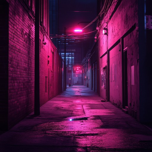 An instrumental track featuring chilling synthesizer leads and a relentless rhythm section, evoking the unsettling feeling of shadows moving through a neon lit urban landscape.