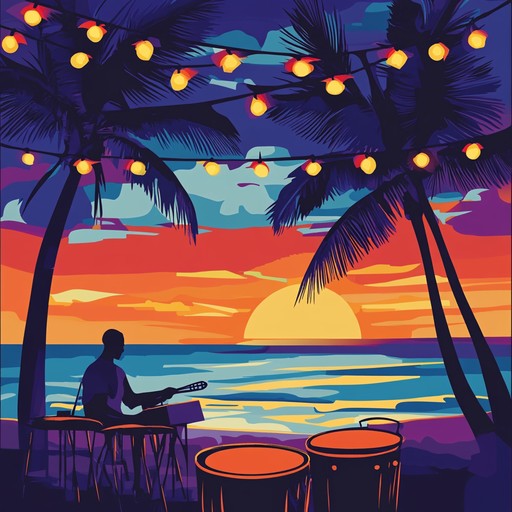 An upbeat and lively instrumental track that captures the essence of a tropical paradise, featuring bright and cheerful melodies played on steel drums, with energetic rhythms that evoke images of sun drenched beaches, swaying palm trees, and joyful island celebrations.