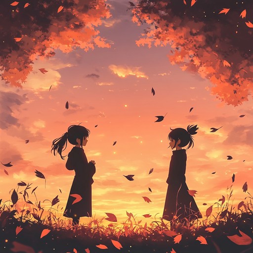 A delicate piano piece captures the essence of a tender farewell, interwoven with subtle strings to evoke a sense of longing and nostalgic reflection. The melody unfolds like an emotional journey, akin to a beloved anime's closing scene, where characters part ways under a soft, setting sun.