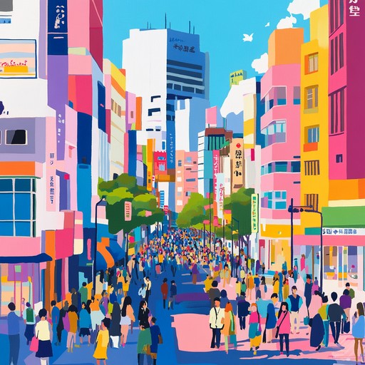 A cheerful instrumental j pop track featuring bright synth melodies and rhythmic beats that reflect the vibrant energy of tokyo's bustling streets.