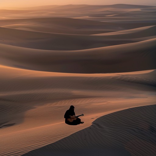 Haunting oud melodies interwoven with string whispers, painting a somber portrait of endless desert sadness and nostalgia