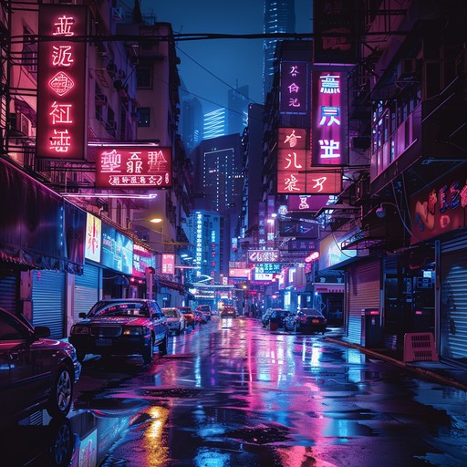 A melodic synth driven journey through neon lit cityscapes evoking romance