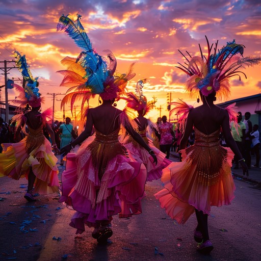 This track captures the essence of a festive carnival as the sun sets, filled with the vibrant energy of celebration. Traditional samba rhythms blend with soulful instrumental delivery, evoking the spirit of brazilian street festivals. The music spirals through crescendos of joy and moments of heartfelt reflection, immersing the listener in a cultural dance experience.