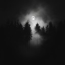 dark menacing tones with unsettling, eerie forest ambiance