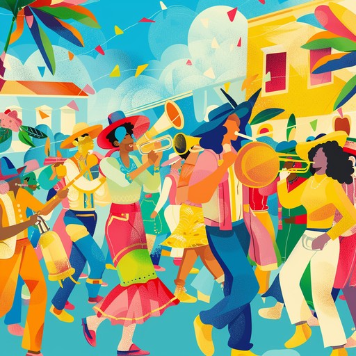 This enthusiastic rumba composition brings the energy of a lively street parade, featuring dynamic rhythms and captivating melodic lines that inspire movement and excitement. Perfect for festive celebrations and dance events, it immerses listeners in a world of jubilant latin beats.