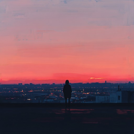 A haunting instrumental j pop composition that blends melancholic melodies with subtle electronic beats, capturing the profound sense of nostalgia and unspoken emotions of a lost love set against the backdrop of a fading sunset over the city.