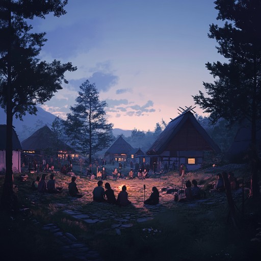 A warm, heartfelt ethnic tune that utilizes traditional instruments to encapsulate the serene spirit of village life. The fusion of gentle strings and rhythmic percussion creates a touching depiction of a close knit community basking in sunlight.