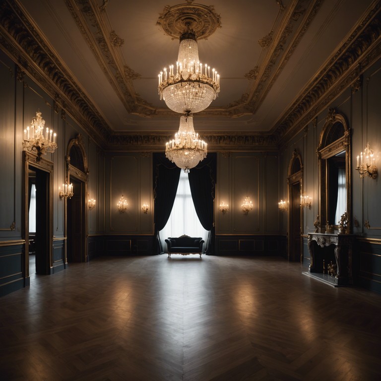 An opulent yet tense musical composition inspired by the luxurious yet brooding aesthetics of baroque architecture. This piece combines traditional baroque sensibilities with a modern sense of anxiety and suspense, perfect for a dramatic scene in a historic yet thrilling narrative.