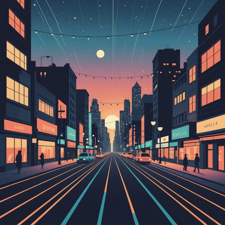 This track embodies the essence of a relaxed yet vibrant urban environment, blending smooth jack swing rhythms with chill vibes to evoke the feeling of wandering through a lively city at night. The use of an electric piano gives it a soulful touch, perfect for a backdrop to city life's hustle and bustle