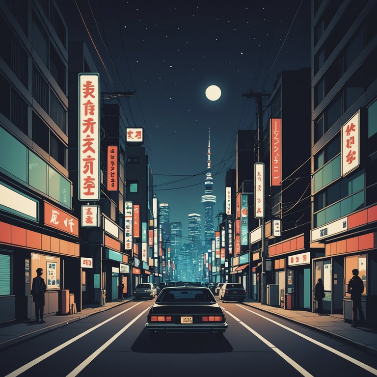 A composition that beautifully mixes tranquil melodies with the vibrant energy of tokyo's cityscape at night, reflecting a blend of tradition and modernity through dreamy soundscapes.