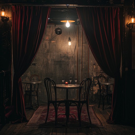 A haunting, intimate piece where eerie melodies waltz with solemn piano chords, evoking the ambiance of a shadowy cabaret. Dark, lingering harmonies and delicate instrumentation create an atmosphere drenched in mystery and nostalgia, perfect for a moonlit night in a forgotten theatre.