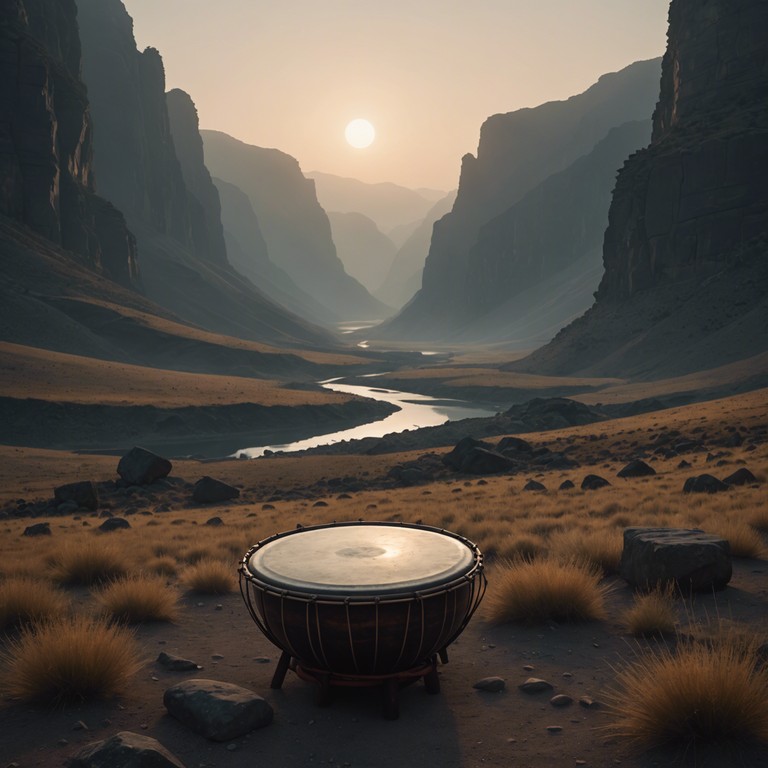 Imagine wandering through a misty ancient valley, where the sound of the hang drum reverberates against stone ruins, blending seamlessly with soft, whispering electronic waves, inviting you to a timeless journey of discovery.