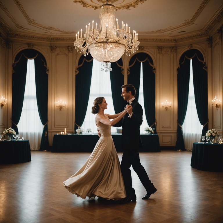 An instrumental track capturing the essence of a romantic, moonlit dance in paris. The sensual waltz flows with smooth melodies, evoking images of intimate shadows cast by velvet curtains in an elegant french ballroom. The ambiance is enhanced by the sophisticated sounds of a solo violin, embodying both passion and grace.