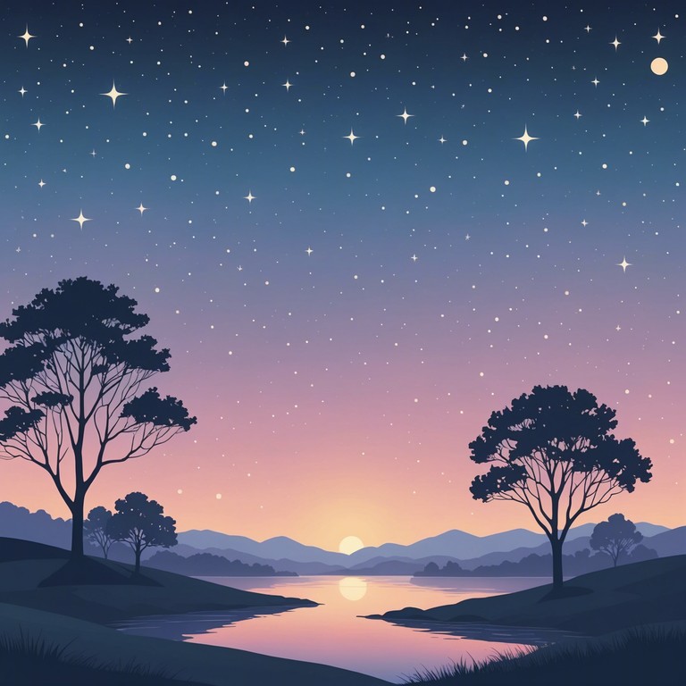 This track uses a soft acoustic guitar to weave through gentle melodies, creating a peaceful soundscape that's ideal for quieting the mind and preparing children for sleep. The piece incorporates simple, lilting rhythms and a comforting harmony that echoes the tranquility of a twilight landscape.