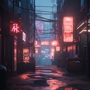 lonely synthwaves hum amidst neon lit cyber corridors