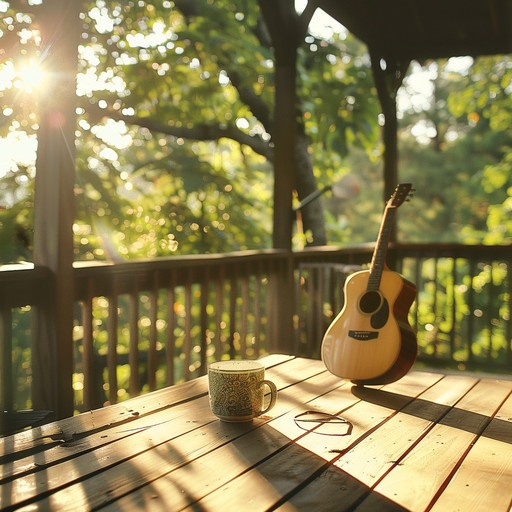 Imagine a lively morning on a sunny porch, where the air is filled with the brisk strumming of an acoustic guitar. This instrumental piece captures the essence of a laid back country morning, conjuring up images of sipping coffee and enjoying the serene landscape. The melodies are infectious, with playful riffs that get your feet tapping and spirits soaring, embodying the cheerful simplicity of country living.