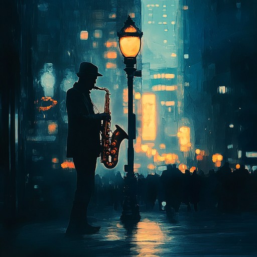 An instrumental journey combining smooth jazz saxophone riffs with pulsating house beats, evoking the vibrant energy of city lights after dark. The track immerses the listener in an exciting urban soundscape.