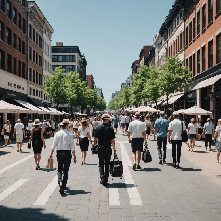 Imagine a perfect summer day in the city, where the sunshine boosts vibrant, energetic beats through the busy streets, capturing the essence of urban summer joy with a blend of nostalgic and contemporary sounds.