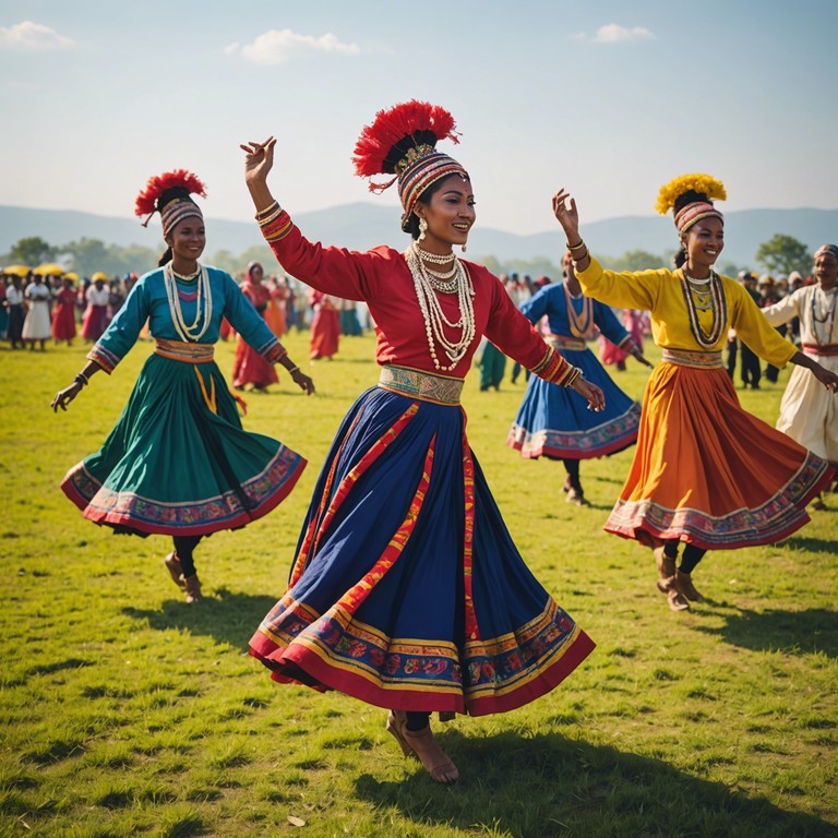 A vibrant composition that juxtaposes serene traditional rhythms with sudden bursts of chaotic, frenetic energy, mirroring a cultural festival gone wildly exuberant. This piece is crafted with the melodious tones of a traditional bagpipe, bringing a sonic tapestry that is both rooted and wildly explorative. The dynamic swings reflect the unpredictability of an ancient carnival, ensuring a rollercoaster of audio sensations.