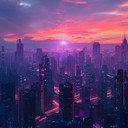 conjure surreal cityscape with cosmic urban ambient vibes