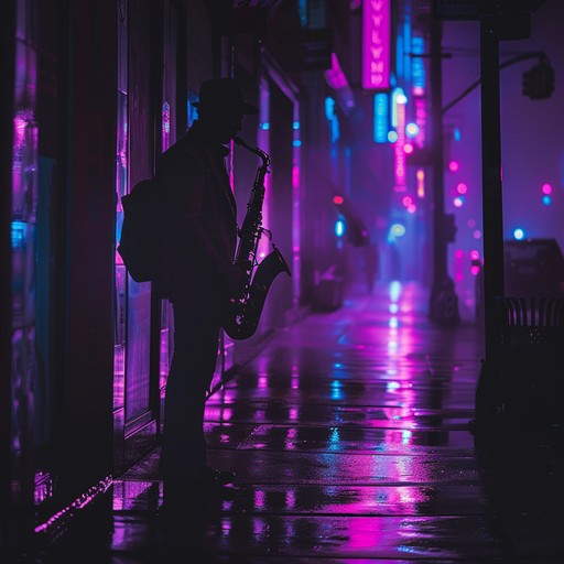 A textured urban jazz track that combines moody saxophone melodies with atmospheric electronic elements, capturing a mysterious and gritty lounge ambiance. Perfect for evoking the essence of city life after dark.