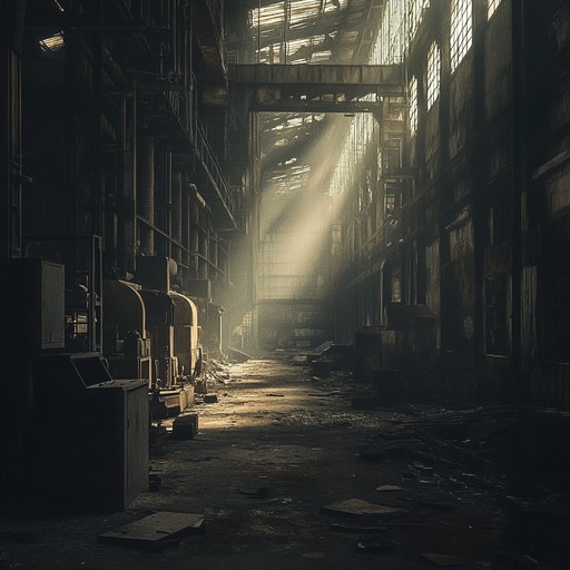 A powerful instrumental track blending industrial soundscapes with rock energy, portraying deep emotional struggles echoed through the sounds of machinery breaking down, symbolizing inner turmoil and a decaying world.