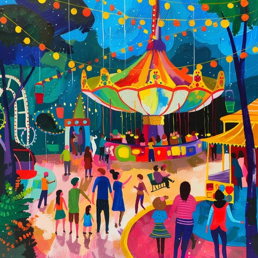 An energetic and whimsical avant garde jazz track, bringing the carnival spirit alive with quirky saxophone melodies and playful rhythms. The song evokes joyous scenes from a bustling carnival, from the excitement of rides to the laughter of games, all set to a lively and engaging jazz backdrop.