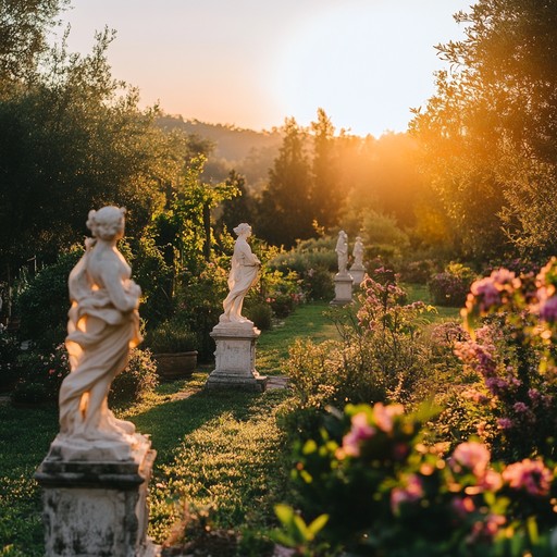 Let the elegant essence of baroque melodies inspire heartwarming and serene moments, as the violin gently serenades in an idyllic garden, encapsulating the timeless and tranquil beauty of the baroque era.