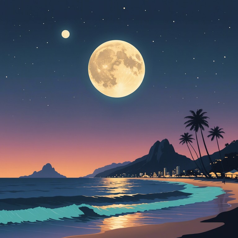 Imagine ipanema beach under a full moon, where the soft strumming of a guitar joins with the ephemeral whispers of times gone by, creating a sublime fusion of haunting melodies and bossa nova rhythm.