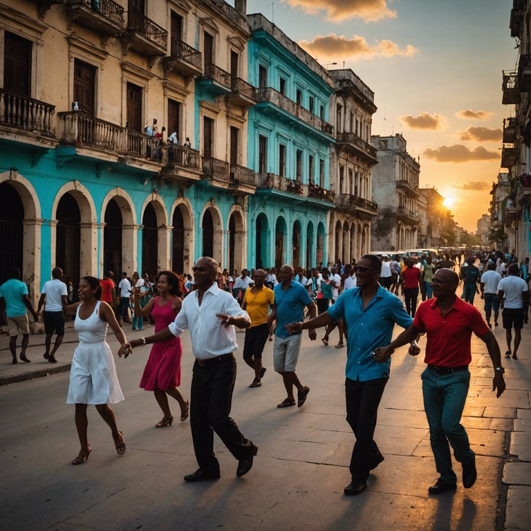 Imagine a scene on an old havana street as the sun dips below the horizon, where a distant trumpet plays a melodic ode to a lost romantic era. The music captures the essence of passion and nostalgia, swaying like the palm trees in the slow evening breeze