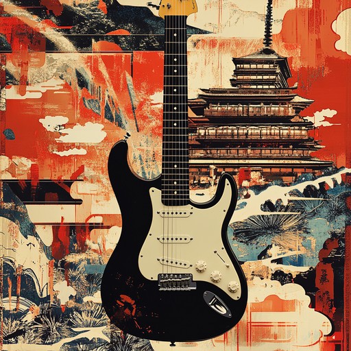 A vibrant, dynamic piece merging electric guitar with techno beats and world music styles, perfect for lively festivals