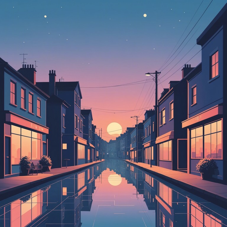 Imagine you're relaxing in a tranquil suburb as the sun sets, listening to gentle rhythms that fill the air with calm. This alternative version maintains a soothing mood with a focus on a slightly different arrangement, enhancing the reflective and serene vibes.