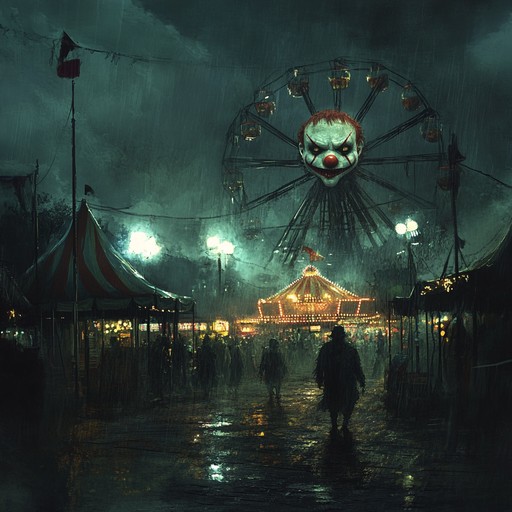 Step into a dark carnival where offbeat harmonies and eerie piano melodies create an unsettling, yet captivating environment. Jarring rhythms and theatrical undertones transport listeners to a nightmarish circus, with unexpected tempo and harmony shifts.