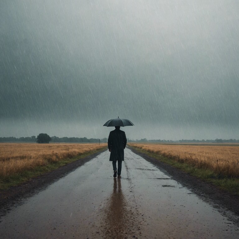 The song captures the essence of a heartbroken sertanejo lover reminiscing under a light drizzle in a rural setting. The melody intertwines sorrow with traces of hope, portraying the pain of lost love and the solace found in the vast landscapes of the brazilian countryside.