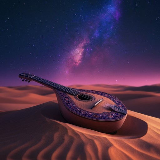 A lively instrumental folk song featuring traditional middle eastern instrumentation and rhythms, capturing the joyous atmosphere of night time celebrations in the desert. The piece combines rhythmic percussions with melodic strings, creating an immersive soundscape that embodies the spirit of communal gathering and dance under the starry sky.