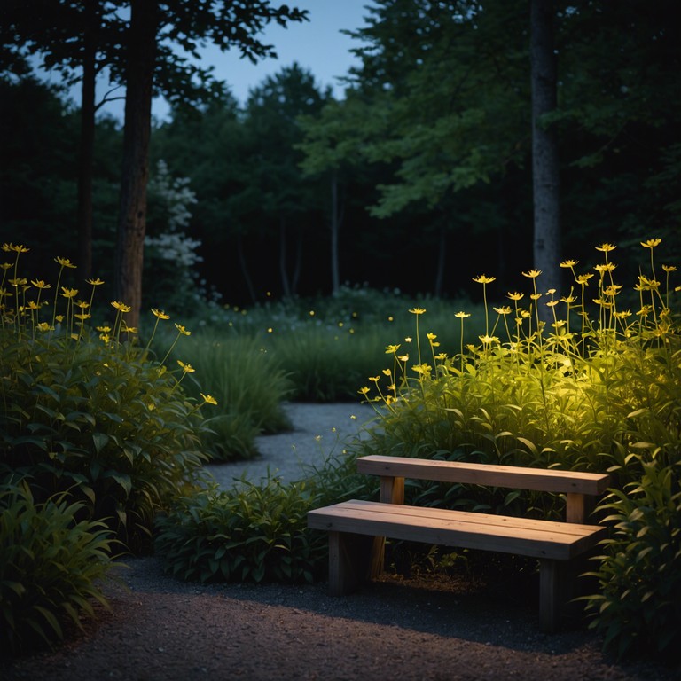 This dreamy composition captures the magical essence of twilight where soft melodies on a classical guitar blend with the natural ambient sounds of a serene evening, evoking a peaceful and reflective atmosphere. The gentle strumming mirrors the peaceful dance of fireflies in a dimly lit garden, creating a soundtrack perfect for evening meditations or winding down after a long day.