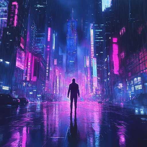 An instrumental track featuring melancholic synthesizers that evoke feelings of lost love and nostalgia within a sprawling, neon lit cyberpunk city. The music blends ambient textures with futuristic electronic beats, creating a bittersweet atmosphere as it portrays a story of fading connections in a technologically advanced yet emotionally desolate world.